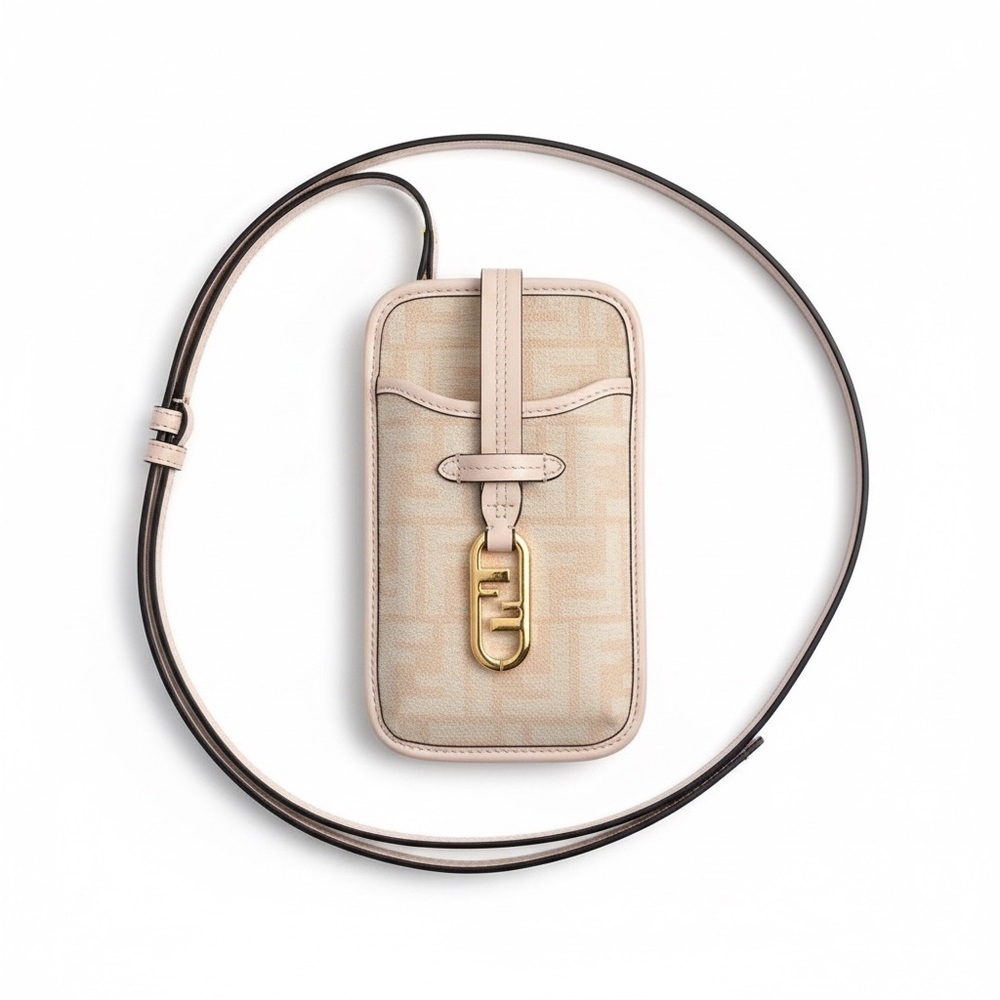 Fendi 2022 Orlock Zucca Mini Crossbody Phone Pouch FF Logo Bag